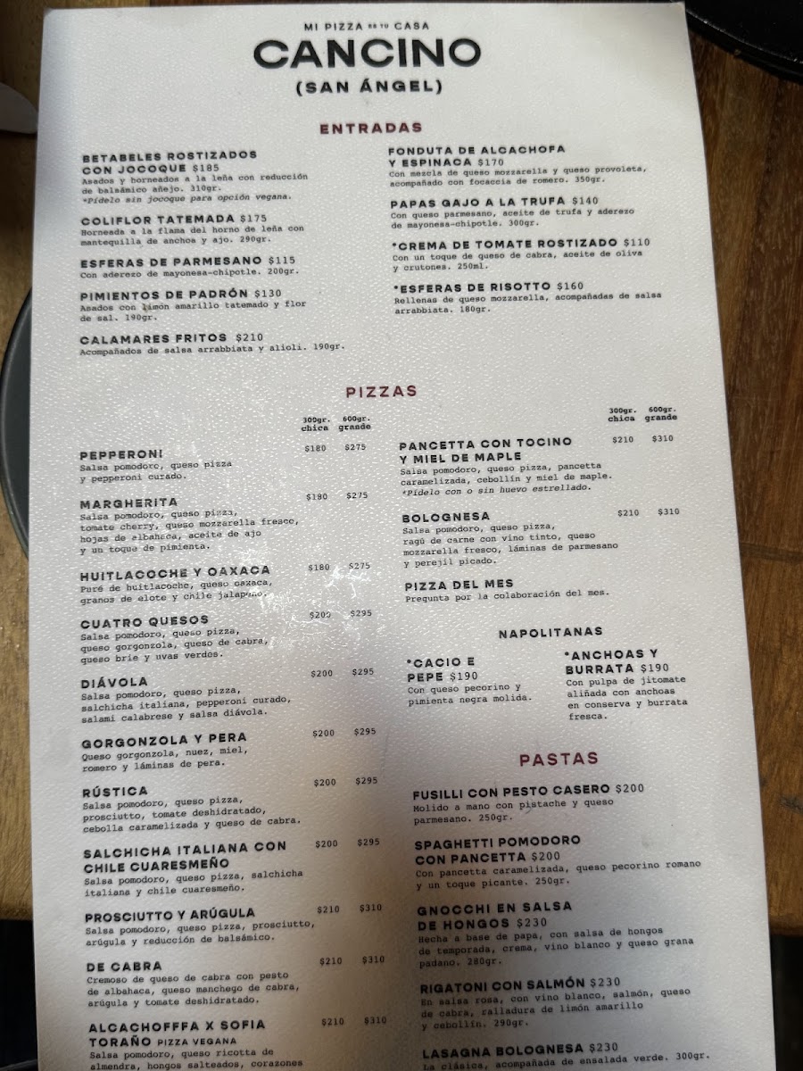 Cancino San Angel Menu - Image 2